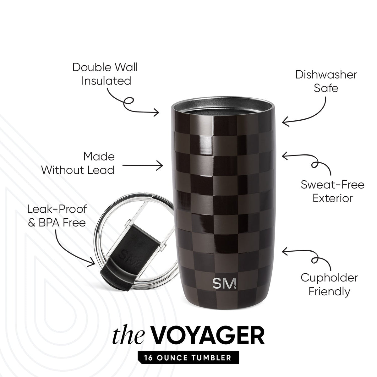 Voyager Tumbler with Clear Flip Lid & Straw